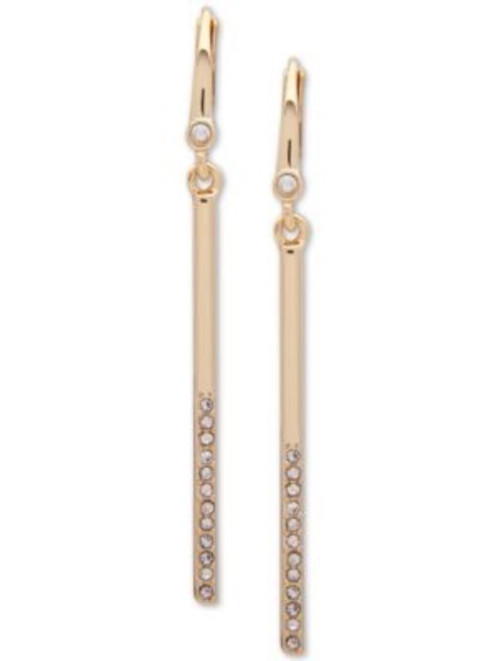 DKNY ELEGANT LINEAR CRYSTAL STUDDED GOLD TONE EARRINGS NWT